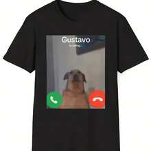 Gustavo The Dog'S Barking Joke T-Shirt, schwarzes lässiges Kurzarm Rundhals T-Shirt, Geschenk für Hundeliebhaber, Unisex lässige T-Shirts - Form - Übersicht 1