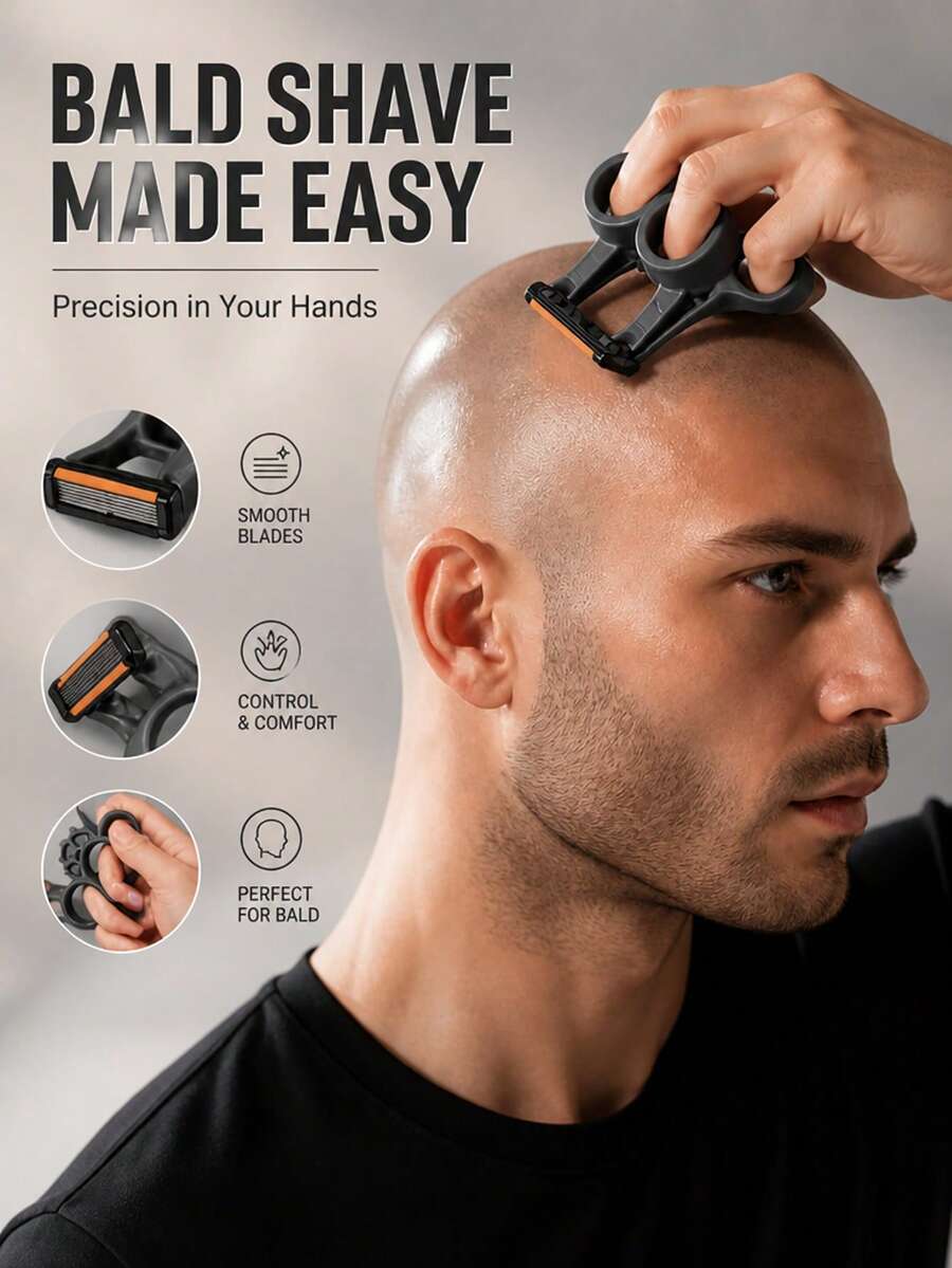 CTZIHGAO Bald Head Manual Razor, Men's Shaving Razor, Novel Shaving Razor With 3D Printed Handle, One-Piece Design, Portable Hair Trimmer, Men's Manual Shaving Razor, Men's Manual Double-Blade Hair Clipper, Quick Bald Head Shaving, Automatic Hair Cutting Set, Suitable For Head, Beard And Body, Portable Design, Suitable For Home And Travel Use