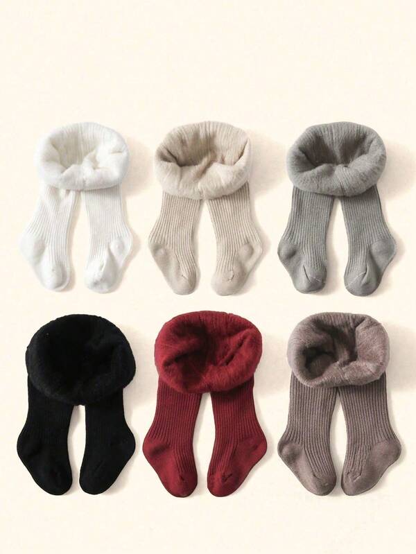 Autumn/Winter 1/3 Pairs Girls' Stirrup Socks/Tights, Thermal Lined, Thick, Comfortable, Warm, Soft, Suitable For Autumn/Winter/Holiday Gifts/Travel/Back To School/Campus Outfits/Sports Outfits/Classroom/New Semester/School Opening/Students/Back To School Season Outfits, Multiple Combinations Available