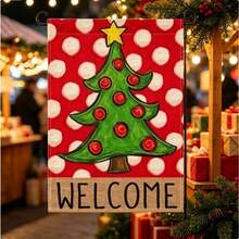 Red Polka Tree Garden Polyester Welcome Letter Outdoor Yard Holiday ...