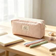 Large Capacity Solid Color Multi-Function Stationery Storage Bag, School Office Storage Bag, Portable Makeup Storage Bag, Home Small Item Storage Bag, Back To School Essential, Soft And Comfortable, Suitable For Students, Professionals And Stationery Enthusiasts - Single Piece - View 2