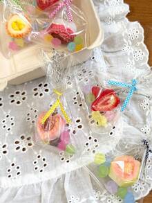 Cute Summer Fruit Bag Keychain, Sweet Strawberry Pendant For Girls, Bag & Phone Charm. Parts Color And Quantity Shipped Randomly. - Silver - View 8