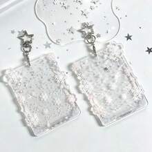 1pc Transparent Snowflake Acrylic Card Holder, Heart Snowflake Star Elements, K-Pop Photo Card Protector, Transparent Acrylic Material, Double-Sided Laminated, IDOLME, Suitable For 3-3.5 Inch Mini Photo Cards, Photo Cards, Keychains, Bag Charms, Etc. - Card Cover - View 5