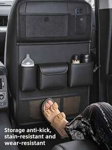 Car Seat Back Storage Bag With Foldable Small Table, Multi-Pocket Car Rear Seat Organizer, Suitable For Baby Travel Essentials - Multicolor - View 5