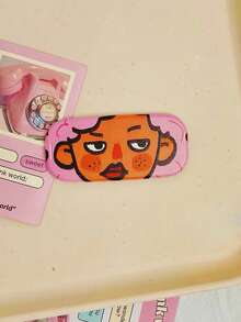 1pc Creative Mirror Phone Back Sticker Adhesive Folding Stand, Funny Cartoon Mirror Makeup Mirror For Girls, Sturdy Desktop Support For Watching Shows, Niche Design - Multicolor - View 5