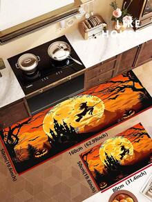 1/2pcs Halloween Witch Pattern, Vintage Diatomaceous Earth Mat, Super Absorbent, Non-Slip, Perfect For Bathroom, Kitchen And Dining Room, Quick Dry, Machine Washable, Ideal Gift For Home Decor And Bathroom Mat - Multicolor - View 12