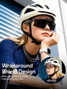 SCVCN New Photochromic Cycling Fashion Glasses, Semi-Rimless Sports Fashion Glasses, Protection, Suitable For Road Bikes, Mountain Bikes, And Sports. Features An Integrated Prescription Frame. - Multicolor - View 2