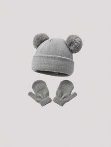4 piezas/Set Gorro y guantes de punto para bebé, adecuado para niños/niñas, regalo ideal para Navidad/Acción de Gracias. Gorro de punto cálido, transpirable, suave y amigable con la piel para bebé - Multicolor - Ver 18