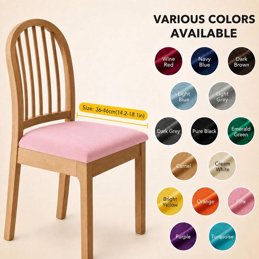 Soft Stretch Velvet Dining Chair Seat Slipcover, Removable Washable Dust-Proof Chair Cushion Protector, Universal Seat Pad Cover For Kitchen, Dining Room, Home Household - Multicolor - View 1