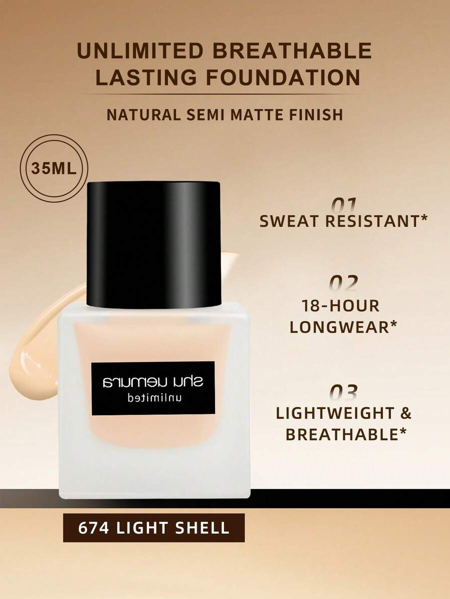 Shu Uemura Unlimited Breathable Lasting Foundation Natural Matte Finish #584 #674 - 1.18 Fl.Oz./35ml - 674 berwarna kekuningan dan putih - View 1