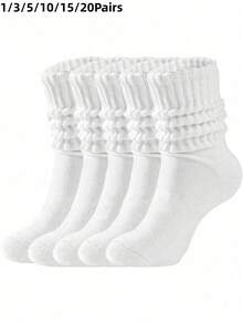 Kaos Kaki Panjang Putih Lembut Kasual Minimalis, Kaos Kaki Nyaman, Kaos Kaki Berbulu, Kaos Kaki Panjang dan Kaos Kaki Olahraga, Cocok untuk Semua Musim - Putih - View 12