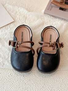 Sepatu Selop Mary Jane Anak-Anak dengan Tali Pita Ganda Bergaya Retro - Hitam - View 5
