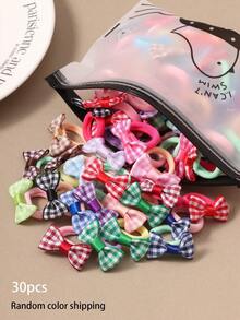 10/20/30pcs Plaid Bow Hair Ties For Women, High Elasticity Hair Bands, Non-Damaging Rubber Bands, Cute Gentle Minimalist Hair Accessories (Random Color) - Multicolor - View 8