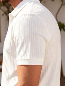 ALTZTAR Men's Textured Polo Collar Short Sleeve T-Shirt - White - View 5