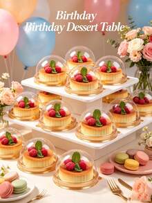 100/50pcs Gold Dessert Cake Boxes, Gold Pudding Boxes, Transparent Mousse Cake Boxes, Suitable For Wedding, Christmas Gifts, Also Suitable For Cake, Candy And Chocolate Packaging, Ideal Choice For Wedding, Party And Gifts, - Multicolor - View 12