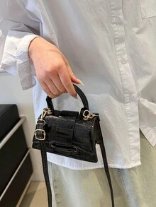 新款小方包 極簡外貿風迷你手提包 百搭時尚單肩斜挎包 Presbycrime 女款包 - 黑色 - 查看 4