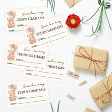 (1 Sign And 30 Cards Set) How Many Teddy Bears Gender Reveal Party Game, How Many Teddy Bears Game Cards, Teddy Bear Party Game Sign Cards, Bear And Balloon Party Game, Gender Reveal Decoration - Balloon Bear - View 3