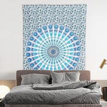 Bless International Hippie Bohemian Peacock Mandala Tapestry – Sky Blue Peacock Design - Multicolor - View 3
