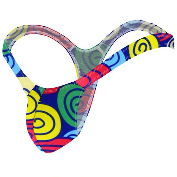 Tangas sexys para hombre, tangas de tiro bajo, bragas sexys delgadas,Bragas tanga de tela de baño opaca con estampado