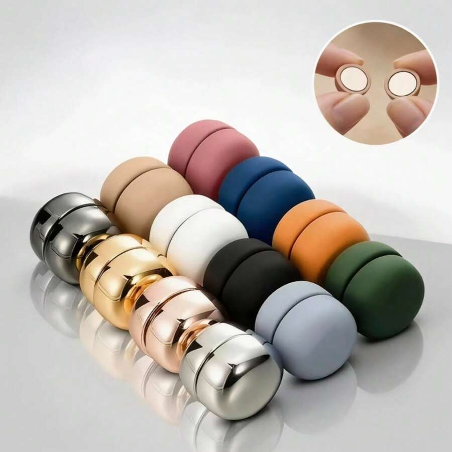 2/8/12pcs Magnetic Headscarf Pins, Classic Round Glossy And Matte Scarf Clips, Multi-Functional Magnetic Clothing Fasteners, Pin-Free Scarf Clips, Suitable For Women's Dresses, Shawls, Scarves And Other Accessories