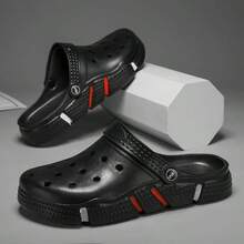 Men's Clog Slippers With Soft Cushioning, Breathable Outdoor Beach Sandals, Dual-Wear Slides - Black - View 8