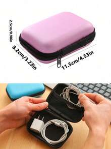 Cable Organizer Bag, Zipper Card Bag, Earphone Storage Bag, Lipstick/Cosmetic Storage Bag, Small Storage Organizer Case For Electronic Accessories, Portable Hard Shell Carrying Bag With Mesh Pocket,Travel Essential, Office Supplies,Halloween Gift - Multicolor - View 4