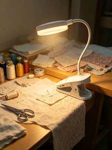 1pc LED Multi-Function 3-Color Desk Lamp, Plug-In/Rechargeable (800mAh Battery) Options, USB Clip-On Eye-Care Study Night Light, 360° Rotatable Reading Lamp, Suitable For Student Dorm, Bedroom, Classroom, Living Room, Bedside, Portable Desk Lamp - Clip-on Round Table Lamp - View 9