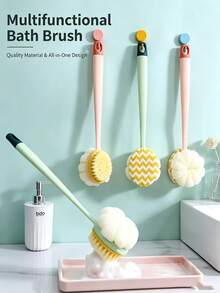 Double-Sided Bath Brush, Suitable For Body And Back Scrubbing (Long Handle, Soft Bristles) - Long Handle Bath Brush, Powerful Exfoliating Multi-Function Cleaning Brush, Soft Bristles, Non-Slip Handle, Suitable For Hard-To-Reach Areas - Multicolor - View 4