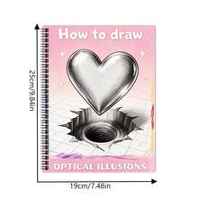 3D Optical Illusion Painting Tutorial Notebook, Learn To Draw Complex 3D Pattern Artworks, Spiral Bound, Suitable For Adult Leisure And Stress Relief, Multiple Styles Available (Pen Not Included) - Single Piece - View 13