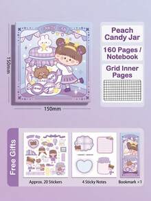 1 buah Buku Catatan Kotak-kotak Seri Magic, Buku Harian Jurnal Retro Kawaii Lucu untuk Anak Perempuan, Anak-anak, Siswa Sekolah Dasar & Perlengkapan Sekolah - MultiWarna - View 9