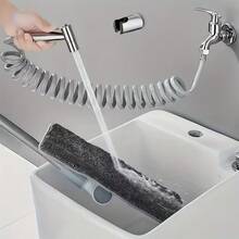 1PC Bathroom Handheld Bidet Sprayer Toilet Set Spray Gun Bathroom Sprayer Self-Cleaning Shower Head (With Extension Hose And Dual Control Angle Valve) - Silver - View 3