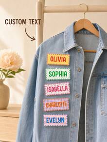 1pc Customized Text Wave Border Name Brooch, Can Be Used As An Accessory For Clothing Or As A Creative Small Gift. - Multicolor - View 1