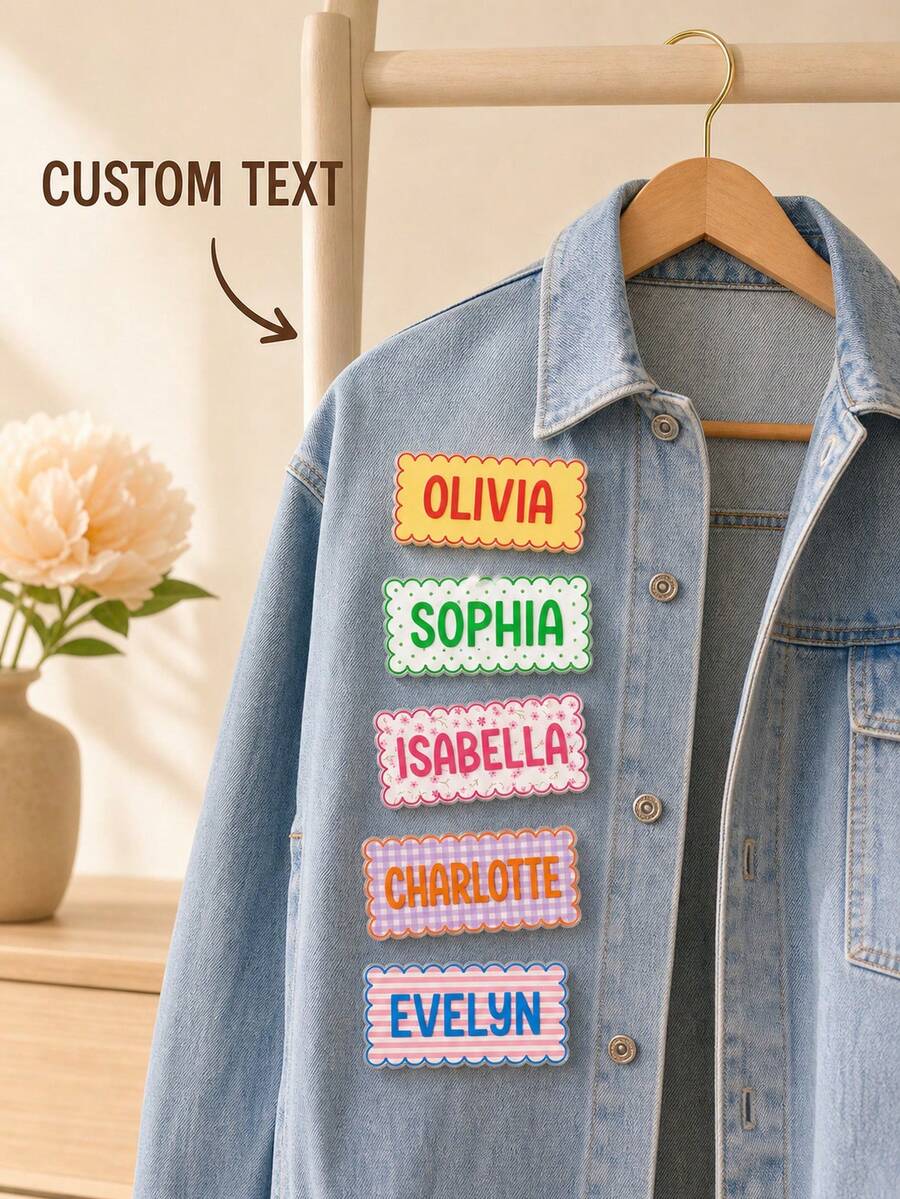 1pc Customized Text Wave Border Name Brooch, Can Be Used As An Accessory For Clothing Or As A Creative Small Gift. - Multicolor - View 1