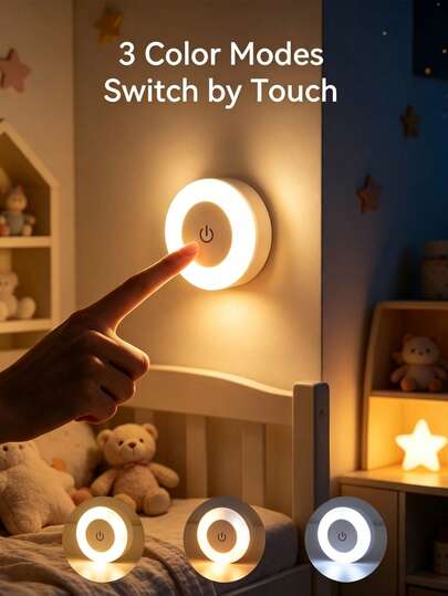 1pc Soft LED Touch Light Decorative Lamp, Suitable For Children's Room, Hallway, Bedroom, Bathroom, Living Room, Wardrobe, Cabinet And Other Indoor Spaces, Provides Warm Light/White Light