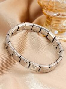 Colors Stainless Steel Square Link Bracelet, 18K Gold Plated Waterproof Stackable Chain Wrist Jewelry For Ladies - Multicolor - View 14