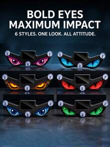 Solar Powered Demon Eye LED Car Window Light, 2026 New Dynamic LED Car Eyes With Vibration And Light Sensor, Magic Eye Windshield Atmosphere Light, USB-C Rechargeable, 5 Modes, Suction Cup Installation, 300mAh Battery - Solar+USB - View 4