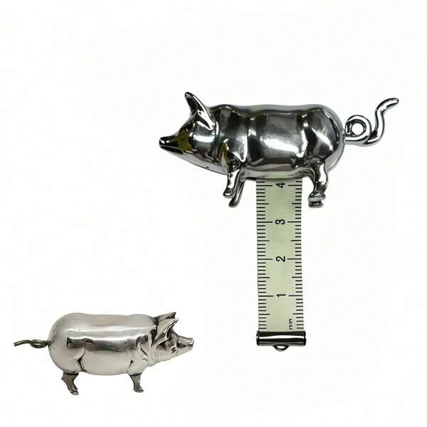 Vintage Pig Mini Tape Measure, Vintage Metal Pig Soft Tape Measure, Suitable For Sewing And Crafts, Cute Pig Sewing Tape Measure Measuring Tool, Unique Gift For Quilters, Crafters And Collectors