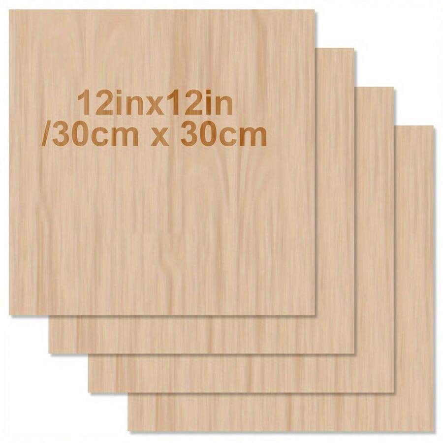 Wooden Blank Boards, 12X12 Inches, Blank Wooden Square Slices, Suitable For Woodworking, Laser Processing, Heat Engraving, Model Making, Gifts, Decoration, Painting, Dyeing And Project Wood Board Supplies, Model Handicrafts - A - View 1