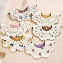 Yue Ye 3pcs/Pack Baby Pure Cotton Thickened Bibs, Baby Bibs, Drool Cloths, Cartoon Pattern, Reversible, Baby's Halloween Gift - Multicolor - View 5