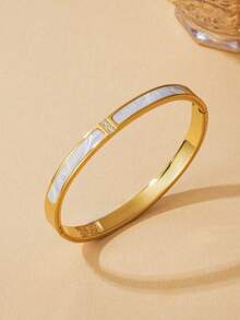 1pc/5pcs New Stainless Steel Waterproof Non-Fading Multi-Style Design (Roman Numerals, Single Row Rhinestone, Inlaid Rhinestone, Etc.) Versatile Commuter Luxury Accessory, Layering Essential, Hypoallergenic, Niche Design, Holiday Gift - Gold - View 4