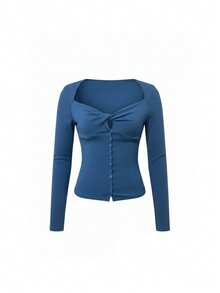 Designer Long Sleeve T-Shirt Women Autumn Sexy Style Sexy Slim Fit Top - Blue - View 9