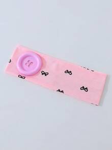 1pc Fashion Women's Dopamine Button Decor Bow Print Pattern Soft Non-Slip Headband, Elastic Yoga Sports Hairband Hair Accessory, Versatile For Daily Wear And Multiple Occasions - Multicolor - View 10