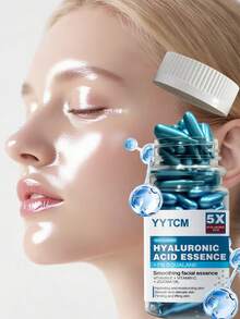 YYTCM 90粒/瓶透明质酸深层保湿胶囊精华，补水柔滑，含角鲨烷、维生素E、维生素C，深层保湿亮肤精华 - 藍色 - 查看 12