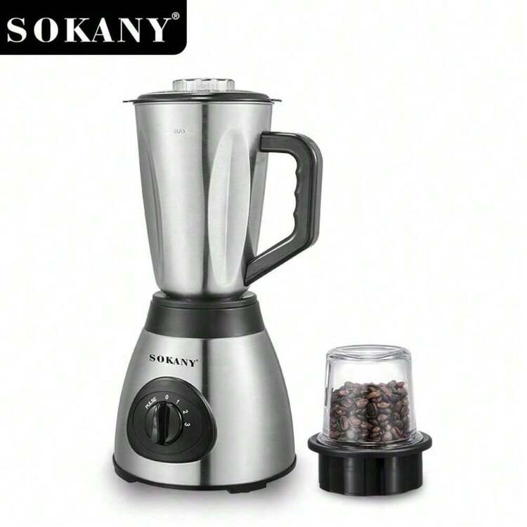 SOKANY 03012 Multi-Function Blender Food Processor Fruit & Vegetable Mixer 3-In-1, 3-Speed Control, 1.5L Large Capacity, Stainless Steel Blades, Includes Grinding Cup, All-In-One Kitchen Helper - Silver - View 9