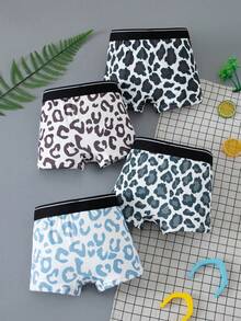 Young Boy 4pcs/Pack Boys Underwear Summer Comfortable Soft Printed Pattern Boxer Briefs - Multicolor - View 2