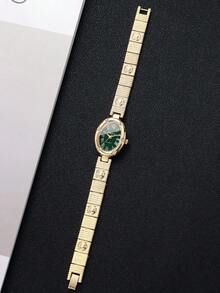 Women's Bracelet Watch Oval Dial With Rhinestones And Roman Numerals, Elegant Quartz Watch, Gift For Girlfriend (1pc/Set) Watch Box Not Included - Gold - View 8