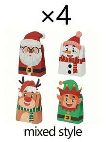 4pcs/1pc Christmas Gift Bag Set - Featuring Santa Claus, Snowman, Reindeer And Elf Patterns; Suitable For Christmas Party Gift Wrapping, Winter Theme Event Party Favors, Christmas Dinner Souvenirs, Etc. - One Size Fits All - View 11