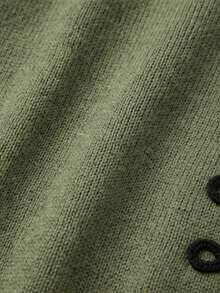 Women's Vintage Frog Button Zipper Knit Cardigan, European Style Round Neck Long Sleeve Short Jacket, Autumn/Winter Casual Versatile Knit Sweater Fall - Army Green - View 11