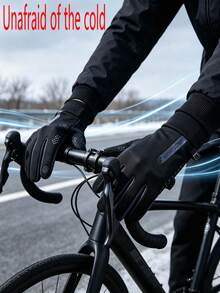 1 Pair Thick Warm Windproof Cold-Resistant Touchscreen Sports Gloves For Teens, Suitable For Outdoor Cycling And Hiking In Autumn/Winter, Unisex For Boys And Girls - Multicolor - View 2