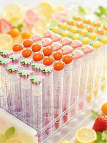 1/3/5/7pcs Assorted Fruit Shaped Eyelash Brush Eyebrow Brush Mascara Brush With Tube Individually Packaged, Travel Makeup Tool - Multicolor - View 8